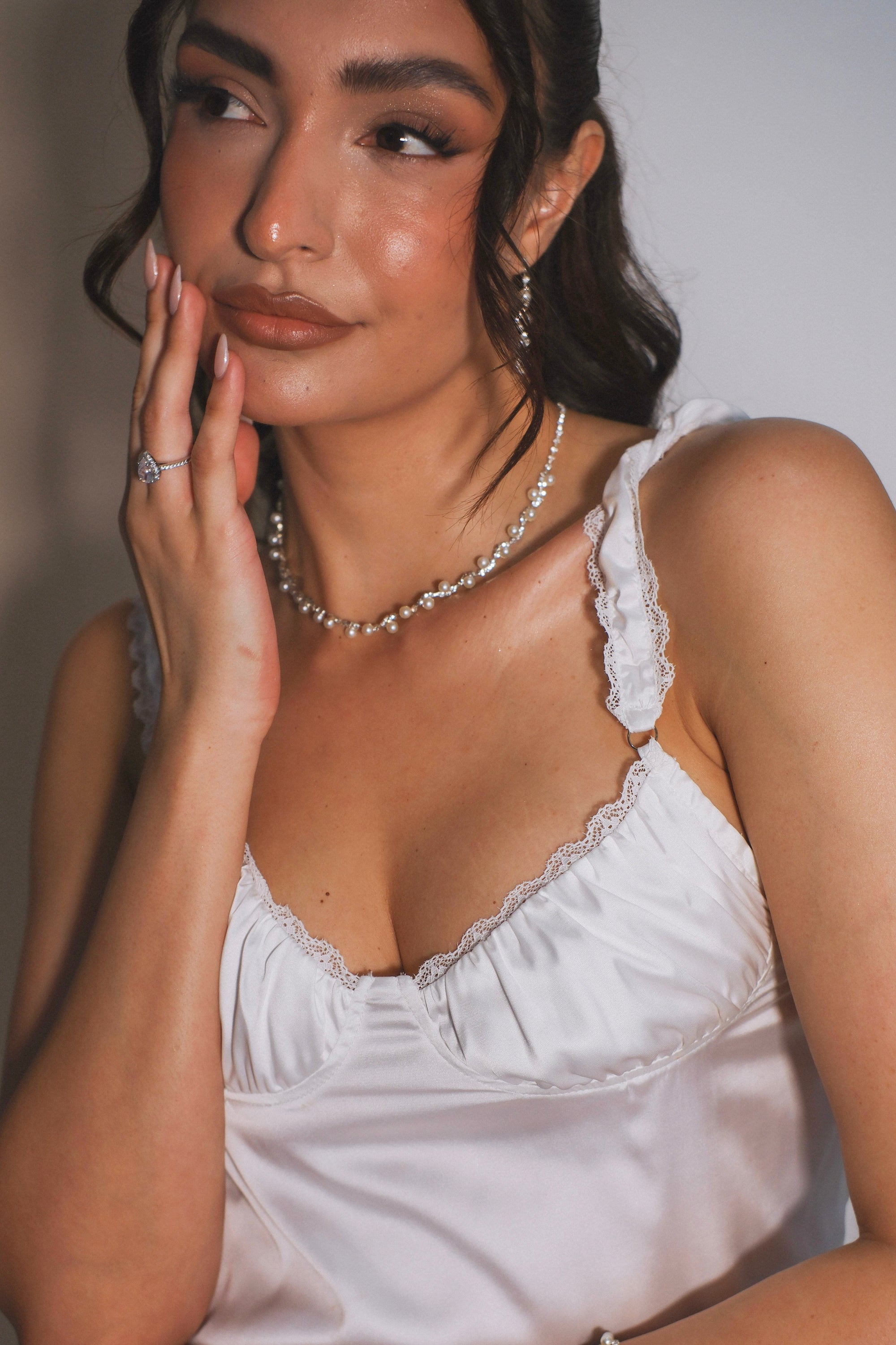 Bridal Lace Trim Slip Dress